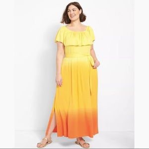 Lane Bryant Convertible Ombré Yellow Orange Maxi Dress NWTS 22/24